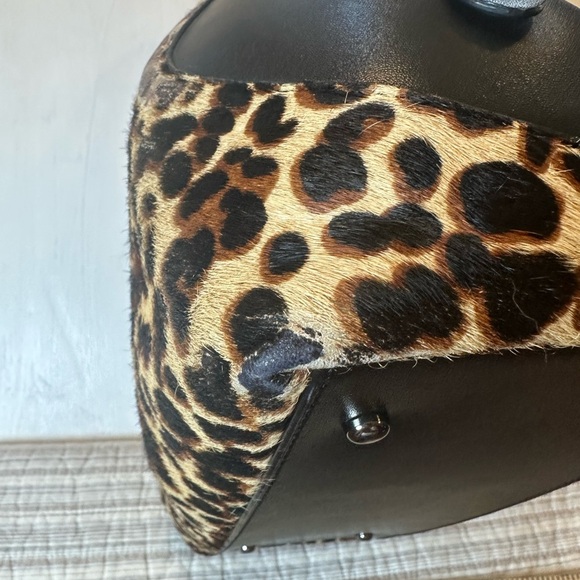 Charles Jourdan Leopard Print Haircalf Satchel Bag – Genuine Leather - Picture 7 of 16